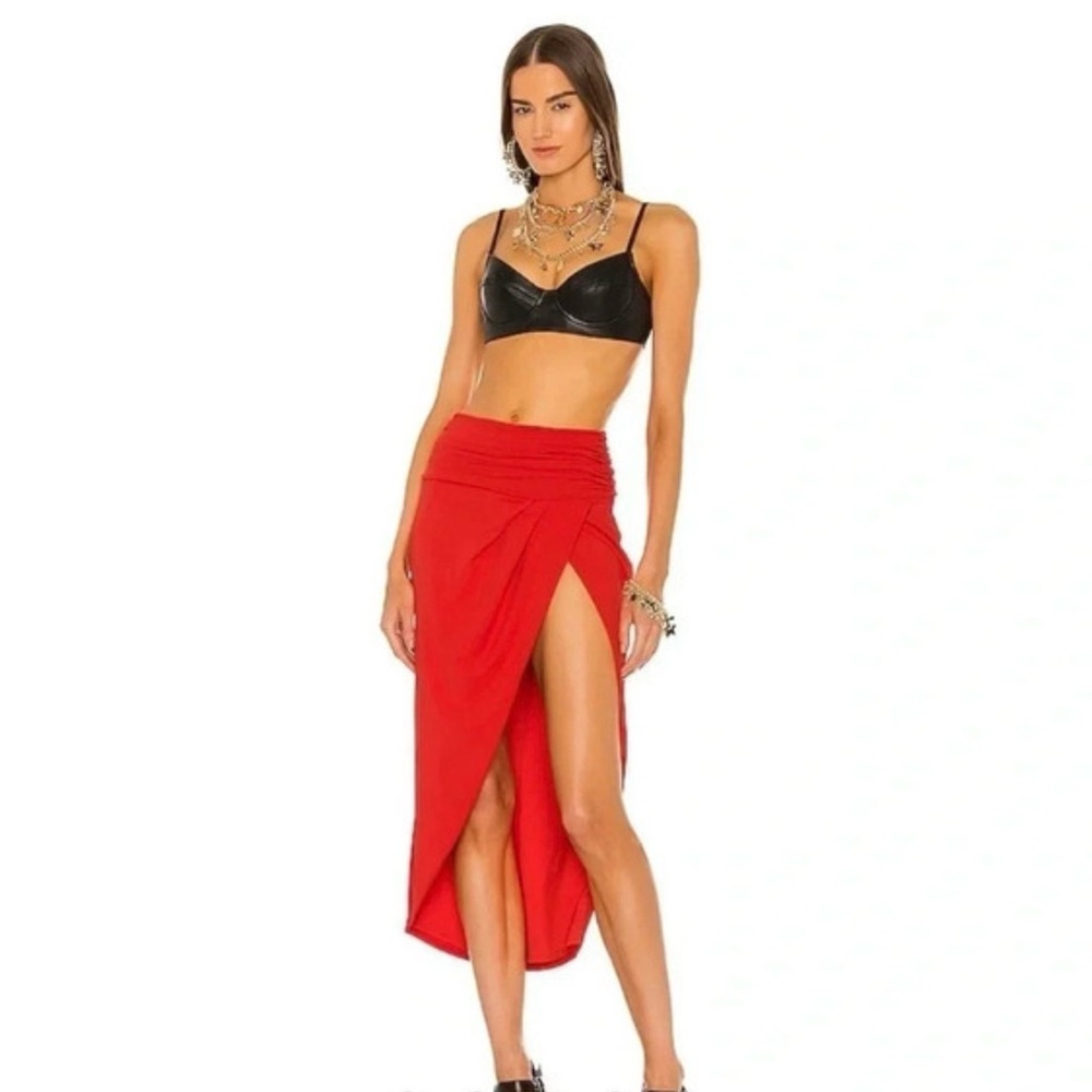 DUNDAS X REVOLVE Siouxsie Midi Skirt in Red High Slit Size S